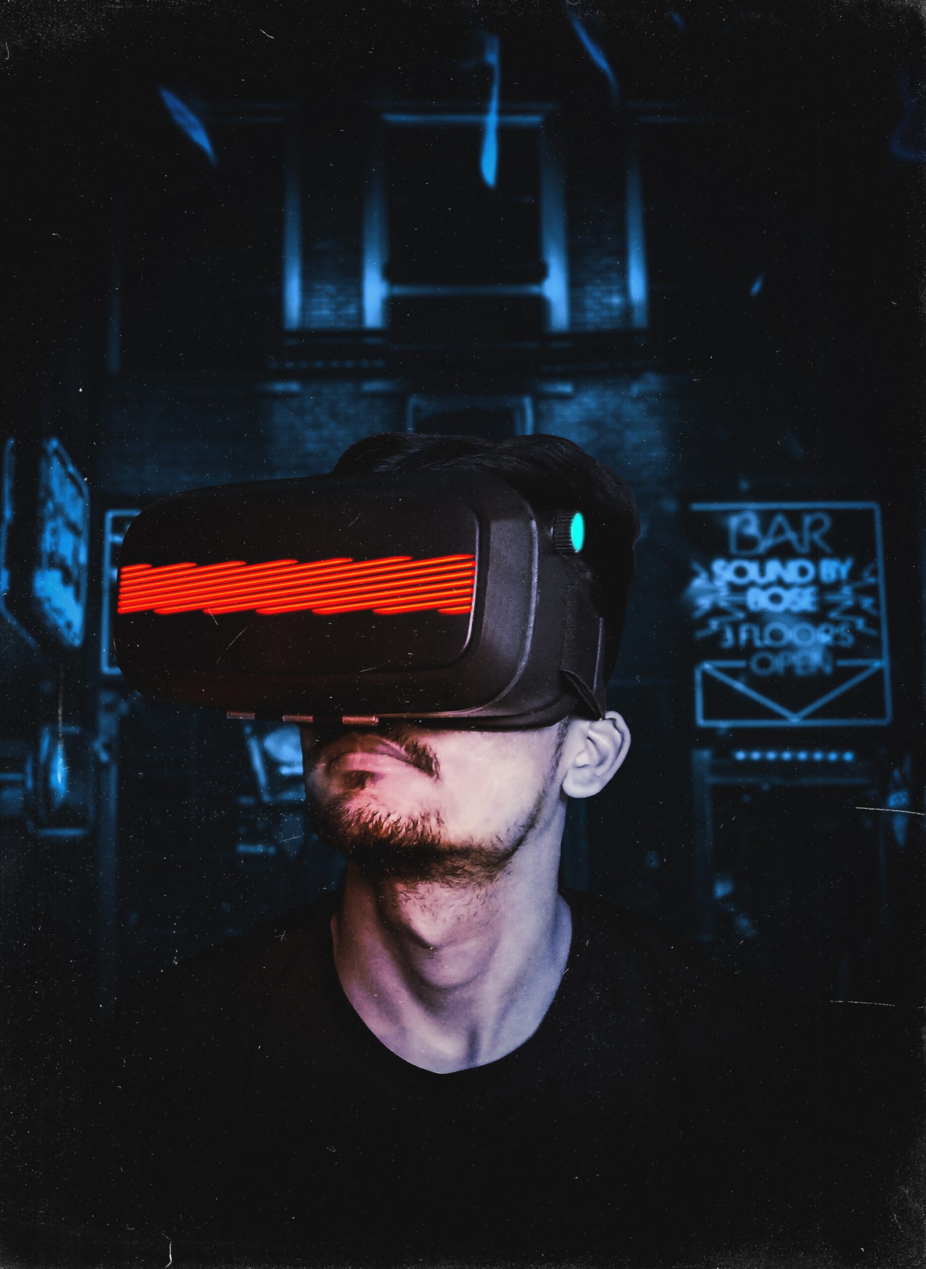 man wearing vr goggles.